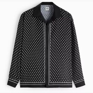 Zara Men's Black and White Geometric Shirt